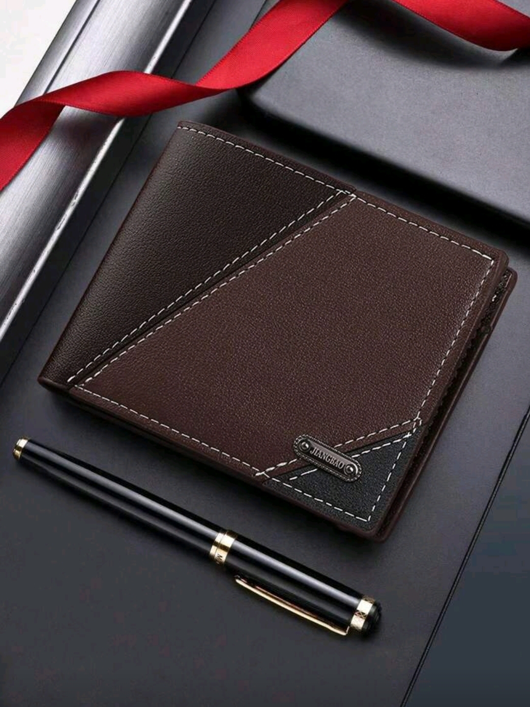 BILLETERA PARA HOMBRE NEGRA CON CAFE CON MARCA JIANGBAO M35